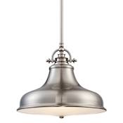 Quoizel Emery Single Light 13-1/2" Wide Pendant / Semi-Flush Ceiling Fixture with Metal Warehouse Shade Brushed Nickel