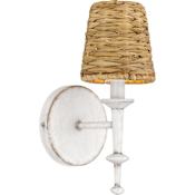 Quoizel Flannery 12" Tall Wall Sconce with Natural Seagrass Shade Antique White