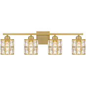 Quoizel Gibson 4 Light 30" Wide Bathroom Vanity Light Aged Brass