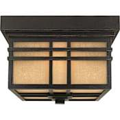 Quoizel Hillcrest 2 Light 12" Wide Outdoor Ceiling Fixture with Opaque Linen Glass Imperial Bronze