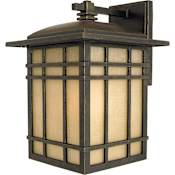 Quoizel Hillcrest 1 Light 13" Tall Outdoor Wall Sconce with Opaque Linen Glass Imperial Bronze