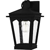 Quoizel Huck 13" Tall Outdoor Wall Sconce with Seedy Glass Shade Earth Black