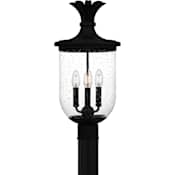 Quoizel Havana 3 Light 21" Tall Outdoor Post Light with Seedy Glass Shade Earth Black