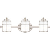Quoizel Hazlett 3 Light 23" Wide Vanity Light with Frosted Glass Shades Brushed Nickel