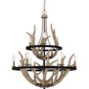 Quoizel Journey 9 Light 32" Wide Antler Candle Style Chandelier Earth Black