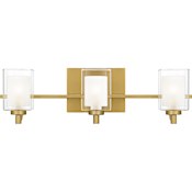 Quoizel Kolt 3 Light 21" Wide LED Bathroom Vanity Light with Outer Clear Glass and Heavy Sand Blast Inner Glass Brushed Gold