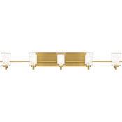Quoizel Kolt 5 Light 42" Wide LED Bathroom Vanity Light with Outer Clear Glass and Heavy Sand Blast Inner Glass Brushed Gold
