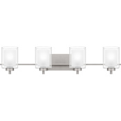 Quoizel Kolt 4 Light 36" Wide Vanity Light with Clear and Frosted Glass Shades Brushed Nickel