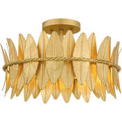 Quoizel Liza 3 Light 16" Wide Semi-Flush Drum Ceiling Fixture Gold Leaf