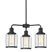 Quoizel Ludlow 3 Light 20" Wide Chandelier with Clear Glass Shades Earth Black
