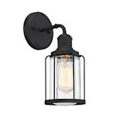 Quoizel Ludlow 13" Tall Bathroom Sconce with Clear Glass Shade Earth Black