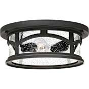Quoizel Marblehead 2 Light 13" Wide Outdoor Flush Mount Ceiling Fixture with a Glass Shade Mystic Black