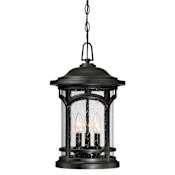 Quoizel Marblehead 3 Light 11" Wide Outdoor Pendant with a Glass Shade Mystic Black