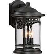 Quoizel Marblehead 3 Light 14-1/2" Tall Outdoor Wall Sconce with a Glass Shade Mystic Black