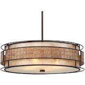 Quoizel Laguna 4 Light Drum Pendant with Oyster Mica And Mosaic Tile Shade Renaissance Copper
