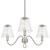 Quoizel McKinney 3 Light 22" Wide Taper Candle Chandelier with Swirl Glass Shades Brushed Nickel