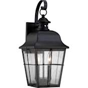 Quoizel Millhouse 2 Light 18-1/2" Tall Outdoor Wall Sconce with Seeded Glass Panels Mystic Black