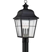 Quoizel Millhouse 3 Light 21-1/2" Tall Outdoor Single Head Post Light with Seeded Glass Panels Mystic Black
