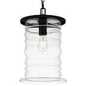 Quoizel Noland 11" Wide Outdoor Pendant with Rippled Glass Shade Matte Black