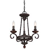 Quoizel Noble 3 Light Single Tier Chandelier Rustic Black
