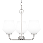 Quoizel Nielson 3 Light 17" Wide Chandelier with Etched Opal Shades Brushed Nickel