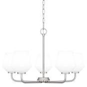Quoizel Nielson 5 Light 25" Wide Chandelier with Etched Opal Shades Brushed Nickel