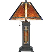 Quoizel New Mexico 2 Light 24" Tall Table Lamp with Mica And Tiffany Shade Valiant Bronze