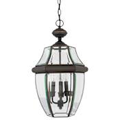 Quoizel Newbury 3 Light 13" Wide Outdoor Pendant Lantern with Clear Glass Medici Bronze