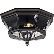 Quoizel Newbury 3 Light 15" Wide Outdoor Ceiling Fixture with Clear Glass Medici Bronze