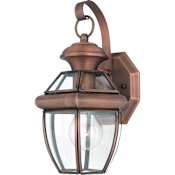 Quoizel Newbury 1 Light 12" Tall Outdoor Wall Sconce with Clear Glass Aged Copper