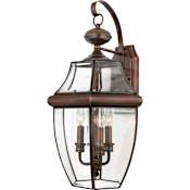 Quoizel Newbury 3 Light 23" Tall Outdoor Wall Sconce with Clear Glass Aged Copper