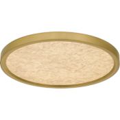 Quoizel Outskirts 15" Wide LED Flush Mount Ceiling Fixture with Alabaster Acrylic Lens Brushed Gold