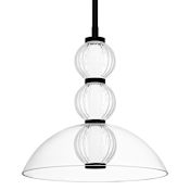 Quoizel Elway 12" Wide LED Pendant with Ribbed Glass Shades Matte Black