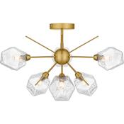 Quoizel Salvador 6 Light 24" Wide Semi-Flush Ceiling Fixture with Faceted Glass Shades Brushed Gold