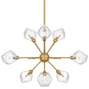 Quoizel Salvador 9 Light 30" Wide Sputnik Chandelier with Faceted Glass Shades Brushed Gold