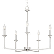 Quoizel Prescott 5 Light 26" Wide Taper Candle Style Chandelier Brushed Nickel