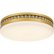 Quoizel Carey 16" Wide LED Flush Mount Drum Ceiling Fixture with Frosted Glass Shade Brushed Gold