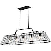 Quoizel Rainier 5 Light 48" Wide Linear Chandelier with Textured Art Glass Shade Matte Black