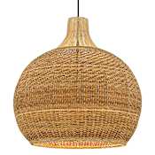 Quoizel Sycamore 4 Light 28" Wide Pendant with Natural Rattan Shade Matte Black