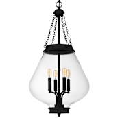 Quoizel Wallace 4 Light 16" Wide Pendant with Clear Glass Shade Matte Black