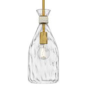 Quoizel Govada 6" Wide Mini Pendant with Water Glass Shade Brushed Gold
