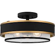 Quoizel 3 Light 15" Wide Semi-Flush Drum Ceiling Fixture Earth Black