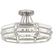 Quoizel Padilla 4 Light 17" Wide Semi-Flush Drum Ceiling Fixture Brushed Nickel