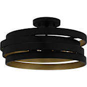 Quoizel Berner 3 Light 16" Wide Semi-Flush Drum Ceiling Fixture Matte Black