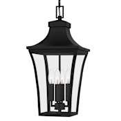 Quoizel Quentin 4 Light 10" Wide Outdoor Taper Candle Mini Pendant with Clear Glass Shade Earth Black