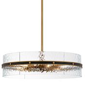 Quoizel Reagan 6 Light 24" Wide Pendant with Water Glass Shade Matte Black