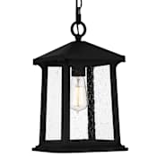 Quoizel Satterfield 9" Wide Mini Pendant with Seedy Glass Shade Matte Black