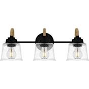 Quoizel Seabreeze 3 Light 23" Wide Bathroom Vanity Light with Hammered Glass Shades Matte Black
