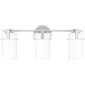 Quoizel Seymour 3 Light 22" Wide Bathroom Vanity Light with Ribbed Etched Opal Glass Shades Brushed Nickel