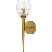 Quoizel Shea 19" Tall Wall Sconce with Clear Glass Floral Shade Brushed Gold